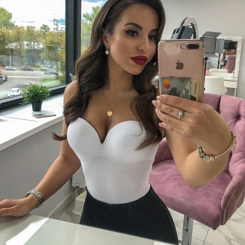 Bodysuit Women Sexy Backless Summer Clothes Solid V-neck Thong Nude Bodycon Top Club Black Body Lady Elegant Seamless