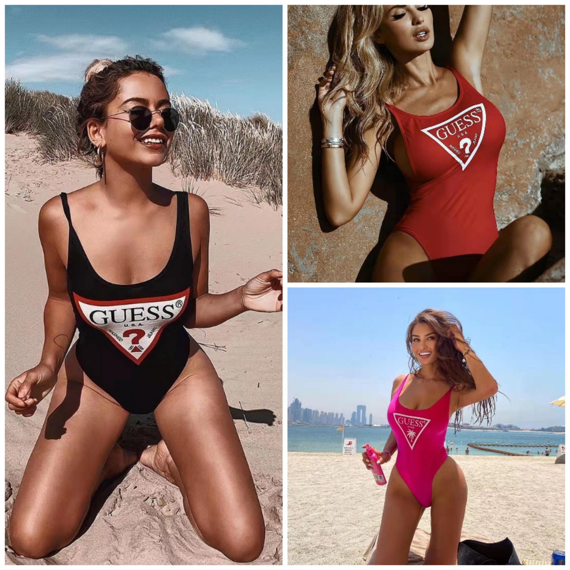 Sexy One Piece Set Swimsuit Bikini Bathing Swimming Suit for Women Backless High Waist Swimwear Print Beach Style String Halter