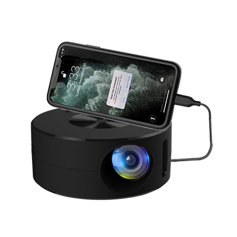 YT200 Black LED Mobile Video Projector Support 1080P Home Theater Media Player Kids Home Wired Same Screen Projector