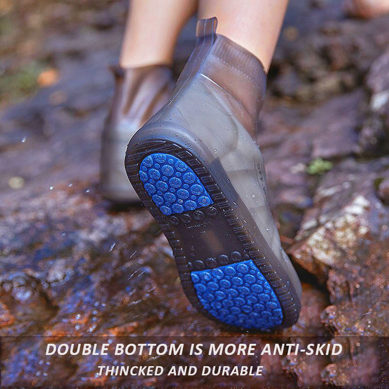 TPE Rubber Shoes Covers for Women Men Double Bottom Shoe Protector Waterproof Galoshes Rubber Boots Non-slip Rainy Shoe Cover