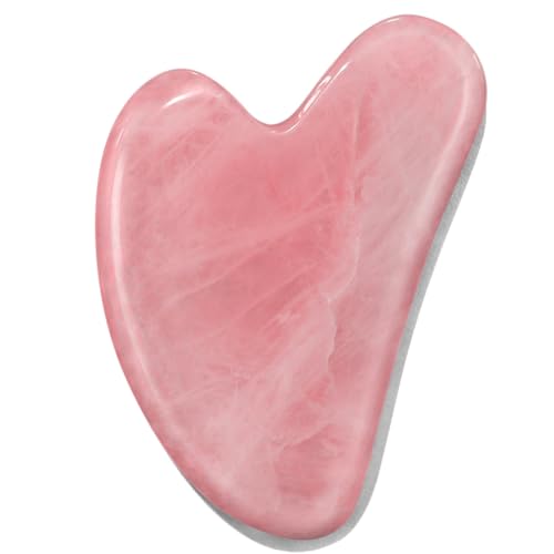 BAIMEI Gua Sha Facial Tools Rose Quartz Massage Tool for Relieve Fatigue and Tighten Skin, Manual Massage Sticks for Face and Body Treatment